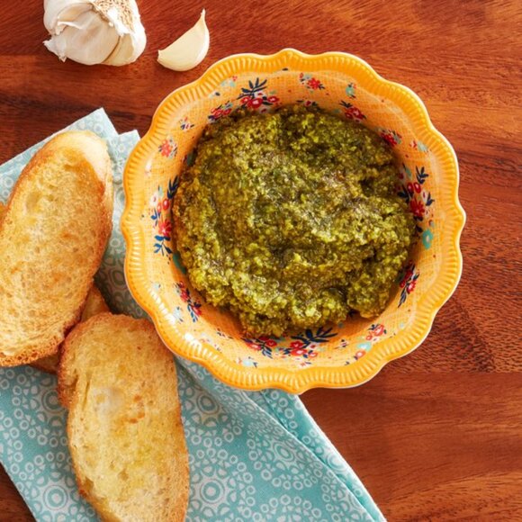 Lot of 4 Pioneer Woman Melamine Dip Bowl Vintage Ditsy Yellow 5.35in 11oz New - Picture 5 of 6